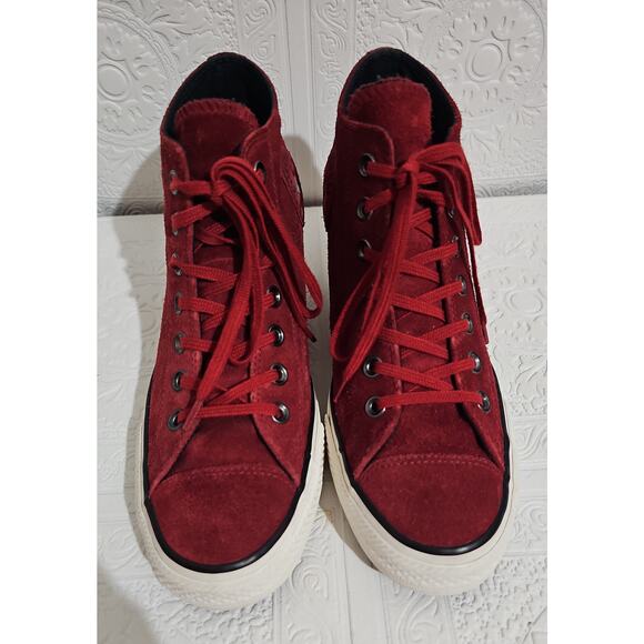 Converse Chuck Taylor Suede Lux Wedge Heel High Top Womens 9 Burgundy Sneaker - Picture 13 of 16
